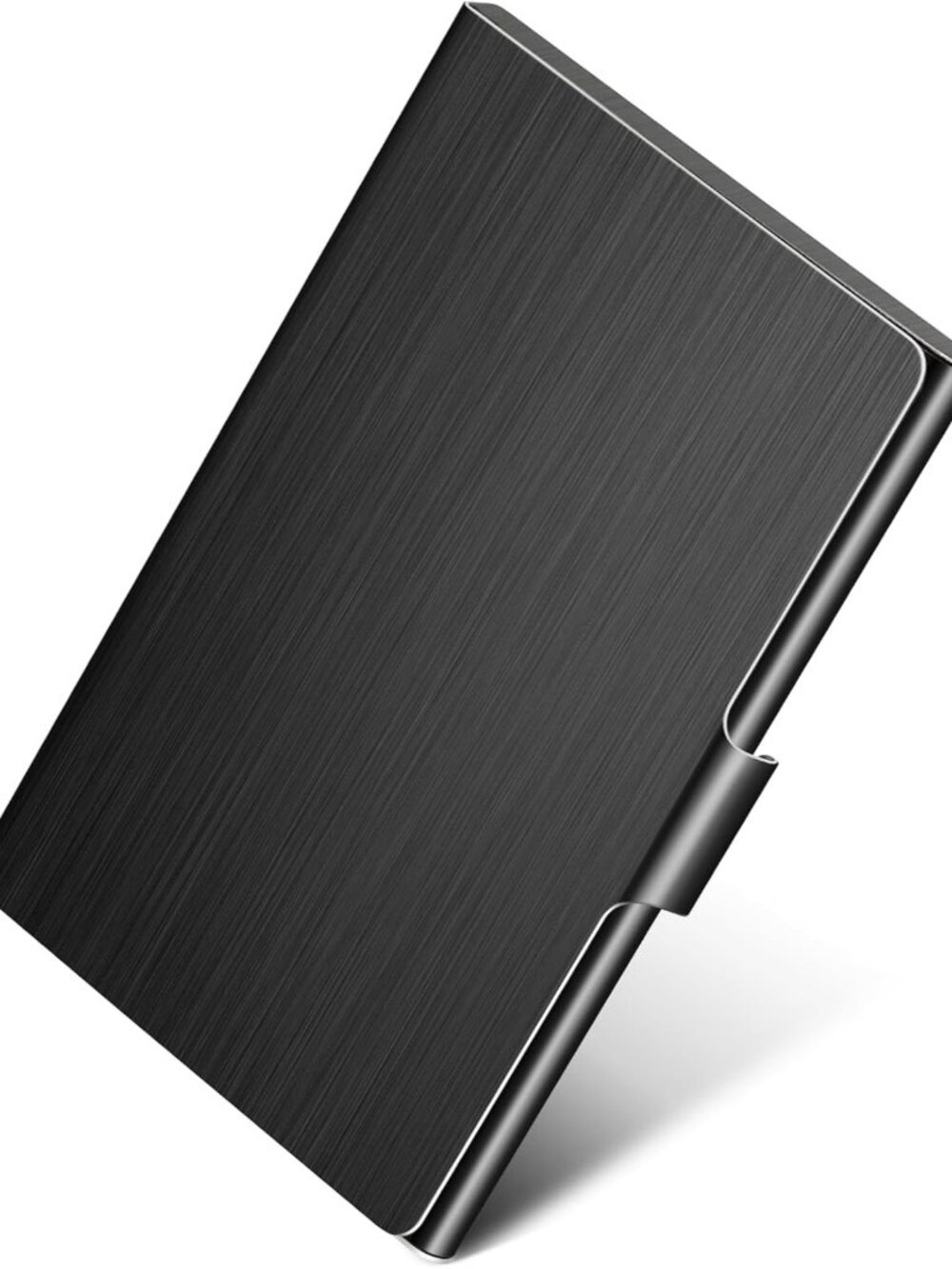 Stainless Steel Business Card Holder, Slim Card Case, Black
